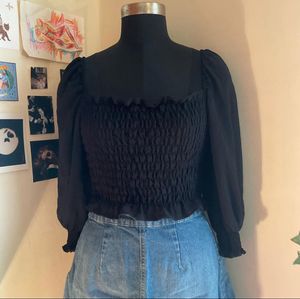 Chic Smocked Square Neck Puff Sleeve Top
