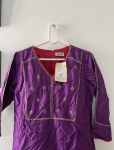 Purple Embroidered Kurta