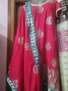 **Pure Cotton Kurti With Velvet Border Dupatta**