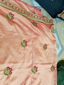 Elegant Peach Embroidered Saree
