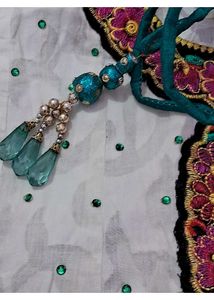 Elegant white kurta with Embroidered neckline