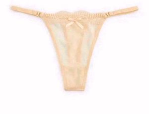 Sheer Lace Trim Thong
