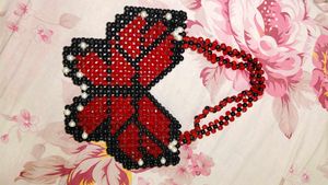 Handmade Beaded Butterfly Handbag  Brand New