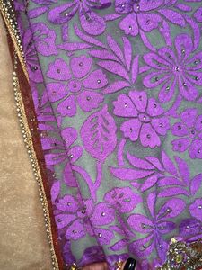Purple Green Festive Saree(with blouse)
