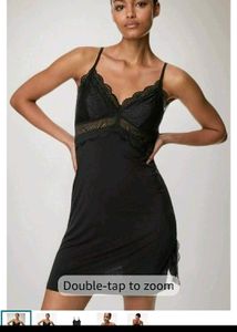 M&amp;S Black Lace Trim Slip Dress