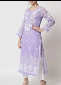 Elegant Lavender Chikankari Kurta