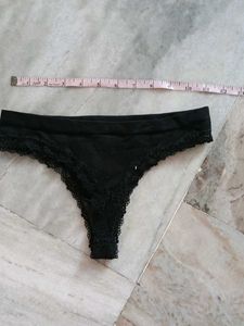 H&amp;M Black Lace Trim Thong Panty