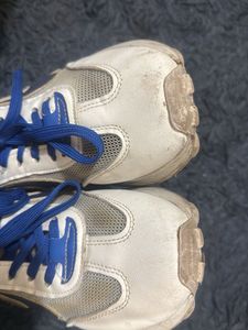 Stylish White and Blue Sneakers