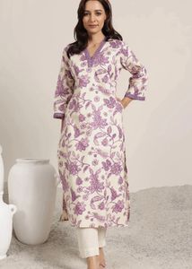 Floral Cotton Kurti from Myntra - Size-S