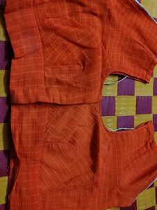 Orange Checked Blouse