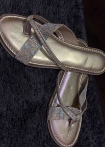 Sparkling Gold Flat Sandals