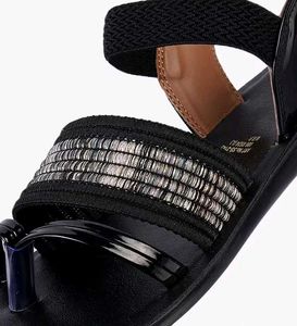 🖤Stylish Black Embellished Flat Sandals