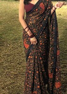 Elegant Black Floral Saree