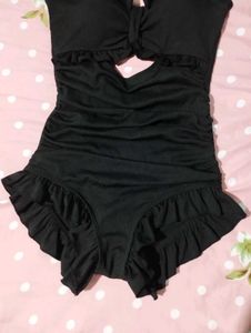 Chic Black Ruffled One-Piece Swimsuit