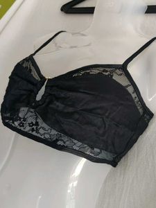 mishki Black Lace Trim Bra