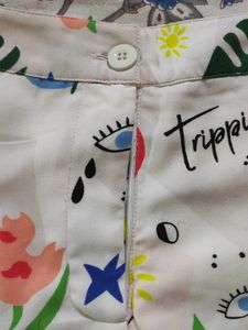 Funky Patterned White Shorts