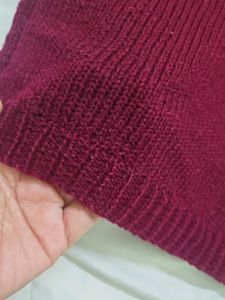 Maroon Knitted Sleeveless Sweater Vest