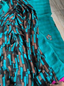 Beautiful Teal Embroidered Saree