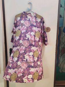 Purple Floral Print Kurta