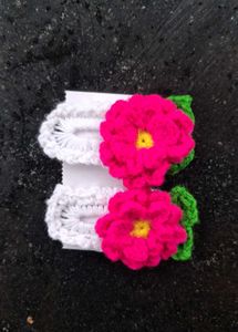 Handmade Crochet Hair Clips &amp; Bow Set