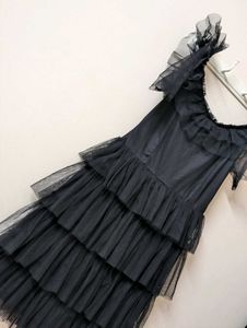 Aesthetic Black Ruffle Party Dress 🖤
