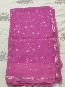 Beautiful Pink Embroidered Saree💕