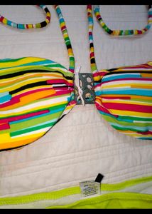Vibrant Striped Bandeau Bikini Top