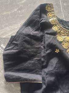 Elegant Black &amp; Gold Embroidered kurti