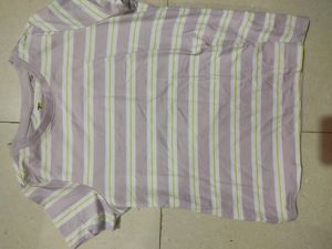 Teamspirit Striped Mauve And White T Shirt