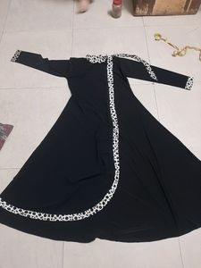 Elegant Black Abaya with Trim Detail