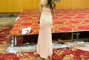 Elegant light pink Maxi Dress with Slit