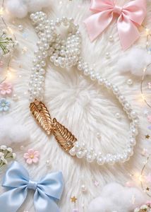 🆕Elegant Pearl &amp; Gold Leaf Necklace