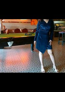 Elegant Teal Velvet Wrap Dress