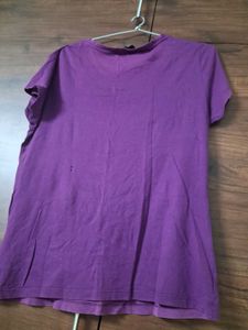 Purple T-Shirt with Blue Floral Print