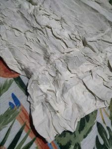 White Textured Short Sleeve Top