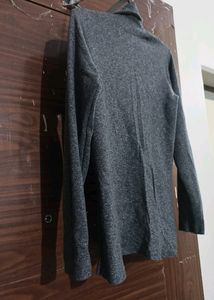 Grey Polyester Cotton  High Neck Top For Women  | Full Sleeves High Neck T -Shirt For Women | Turtle Neck Grey T-shirt For Women | Grey T-shirt For Women