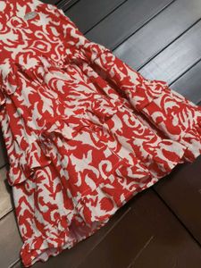 Kid Red &amp; White Printed Ruffle Dress