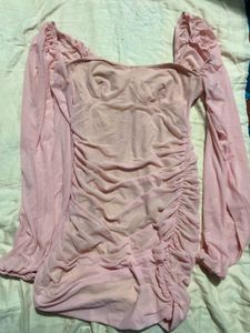 Pink Ruched Bodycon Dress