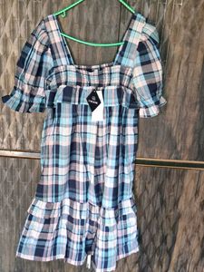 Chic Plaid Puff Sleeve Dress