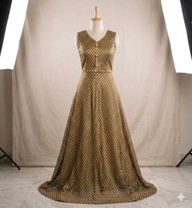 Elegant Gold &amp; Black Brocade Gown