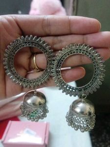 Combo Oxidized Silver Jhumka Earrings