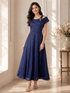 Elegant Navy Blue Floral Maxi Dress