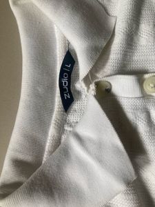 White Textured Polo T-Shirt
