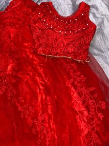 Stunning Red Embroidered Lehenga Choli Set