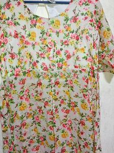 Chic Floral Print Dress Material