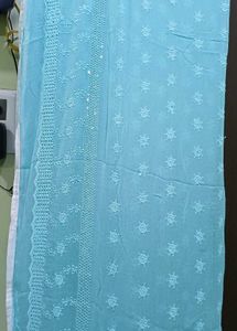 Light Blue Embroidered Dupatta