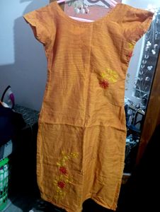 Orange Embroidered Kurta