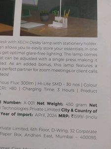 Desky Lamp With Stationary Holder