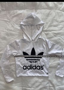Adidas White Cropped Hoodie