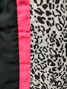 Black Kurta With Hot Pink Stripe/Animal Print